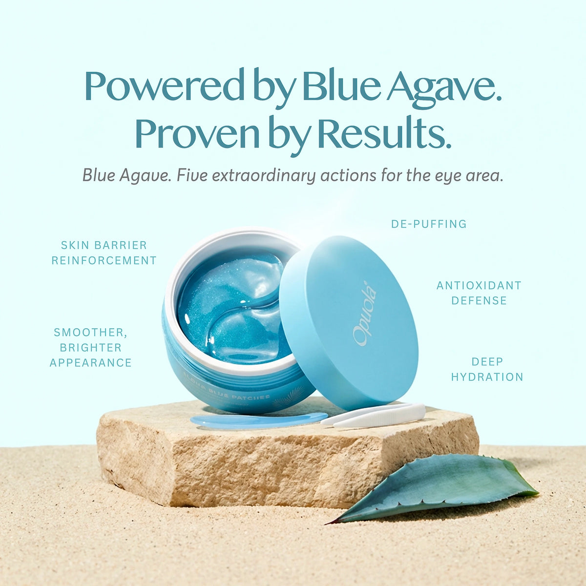 Opuola Blue Agave hydrogel under-eye patches for deep hydration, de-puffing, antioxidant defense and smoother brighter skin